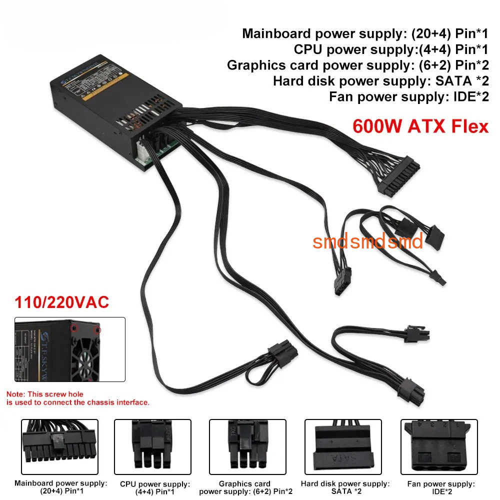 600W Modular Power Supply Smal - Atx Power Supply 1U Flex 500W 评论和价格
